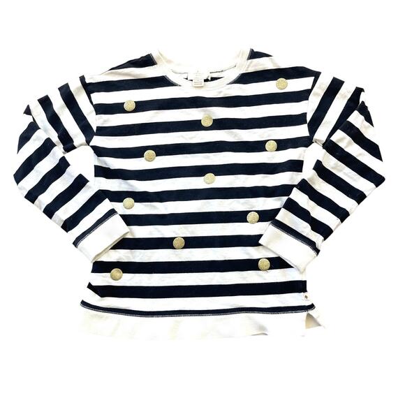 kate spade Other - Kate Spade Black White Striped French Terry Long Sleeve Top Gold Kids Size 14